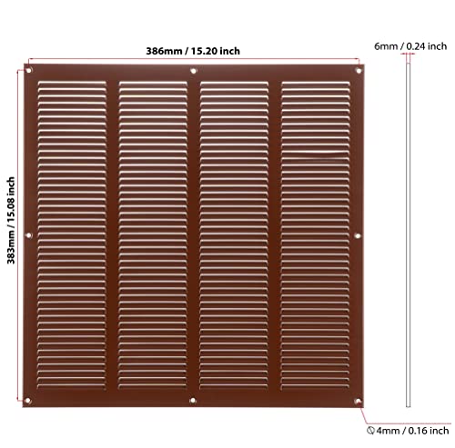 Brown - 400x400mm / 16x16'' - Brown Metal Air Vent Cover with Insect Mesh