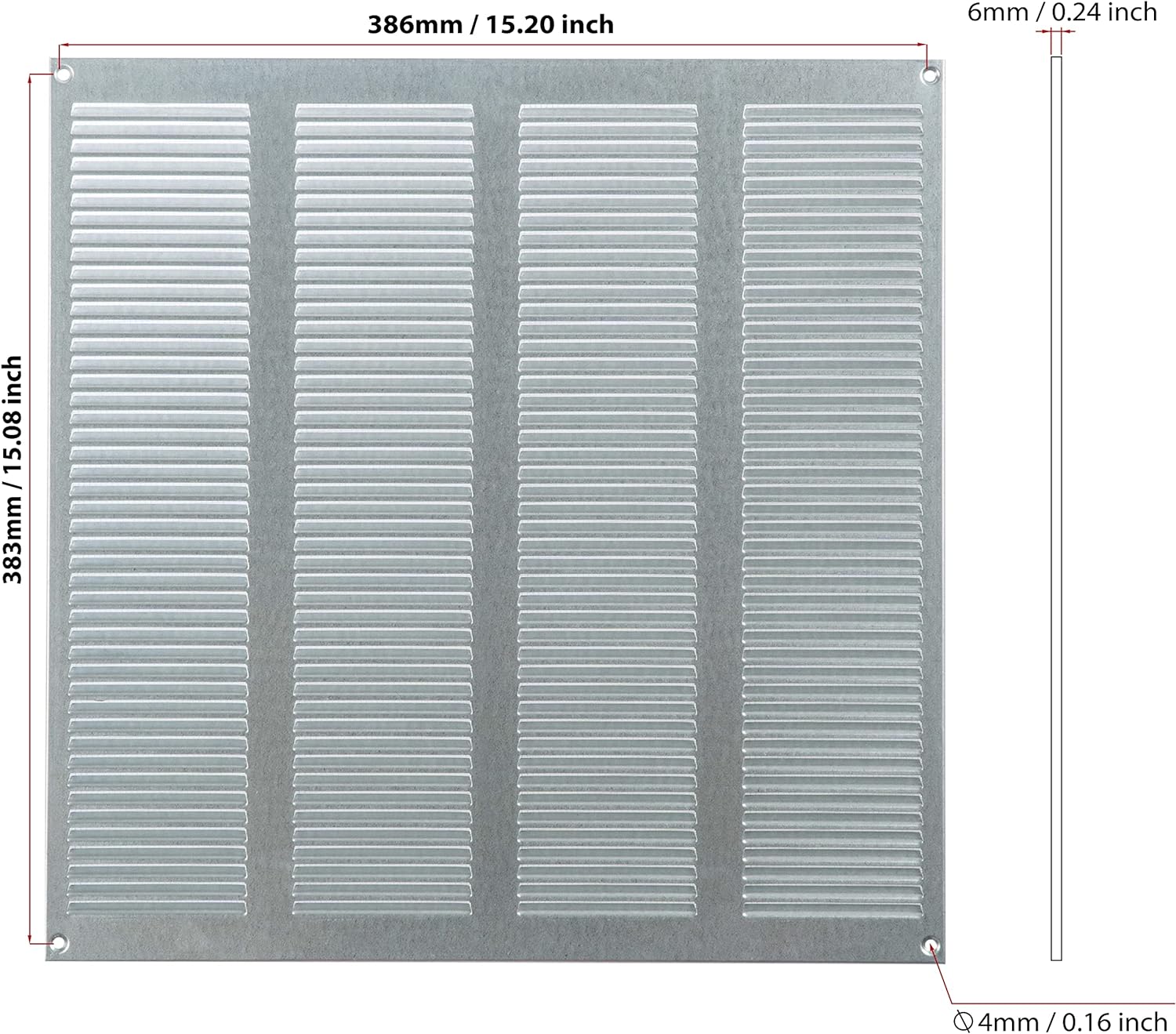 Galvanised Steel - 400x400 mm / 16x16 inch - Galvanised Steel Air Vent Cover with Insect Mesh