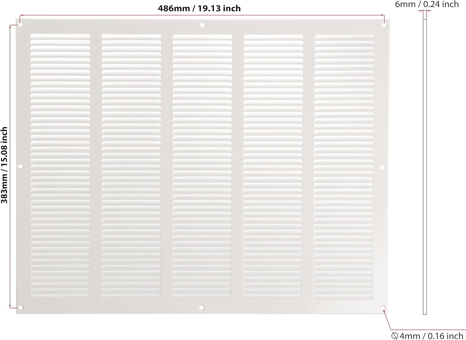 White - 500x400mm / 20x16'' - White Metal Air Vent Cover with Insect Net