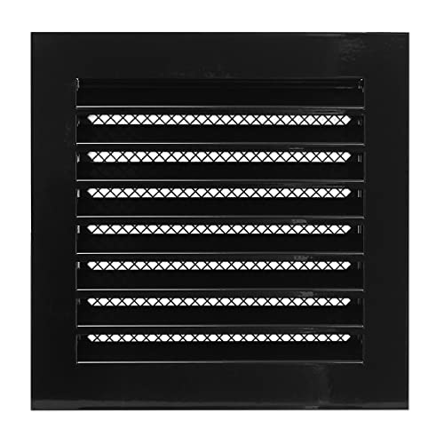 Black - 200x200mm / 8x8'' - Weather Protection Grille - Rectangular Ventilation Grille Exhaust Grille with Mouse Protection Mesh