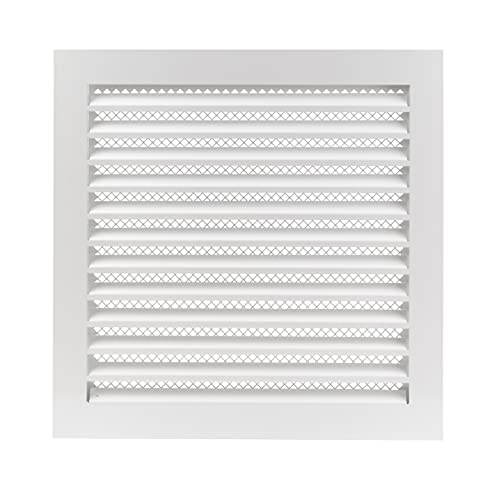 White - 300x300mm / 12x12'' - Weather Protection Grille - Rectangular Ventilation Grille Exhaust Grille with Mouse Protection Mesh