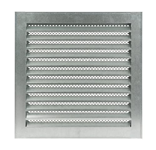 Galvanised Steel - 300x300mm / 12x12'' - Weather Protection Grille - Rectangular Ventilation Grille Exhaust Grille with Mouse Protection Mesh