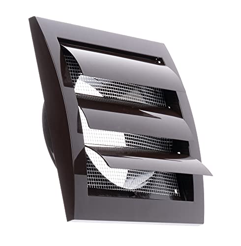 Brown - Ø 100mm / 4" - ventilation grille - Plastic Cowled Hooded Air Ventilation Wall Grille with Round Spigot and Automatic Shutter