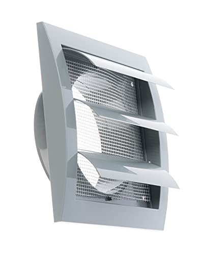 Grey - Ø 100mm / 4" - ventilation grille - Plastic Cowled Hooded Air Ventilation Wall Grille with Round Spigot and Automatic Shutter