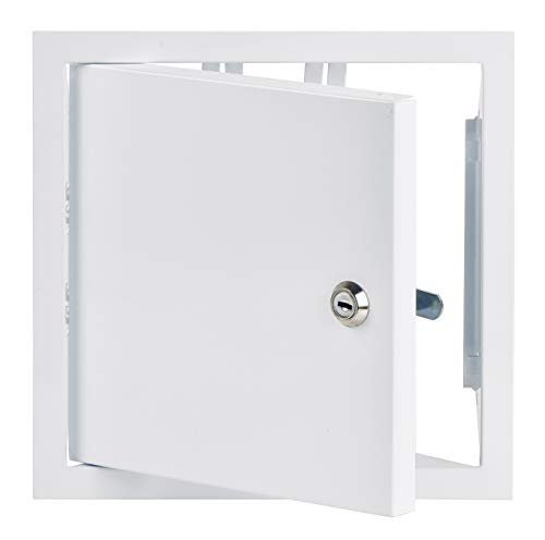 White - 20x20 cm / 8x8 inch - with Key Lock for Indoor and Outdoor use - Metal Access Panel - Access Door - Inspection Flap with / without a Key Lock for indoor and outdoor use