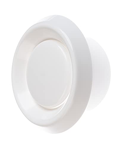 White - Ø 100mm / 4" - Exhaust / Supply - VD Plastic Round Air Extract Supply Valve - Ducting Cover Diffuser