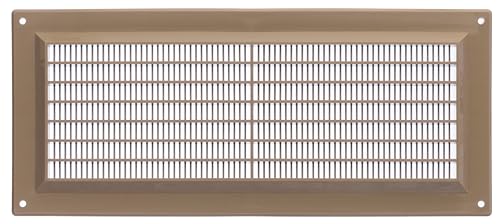 Beige - 300x130mm / 11x5'' - Rectangular Plastic Air Vent Grille with Anti-Insect Mesh - Fly Screen