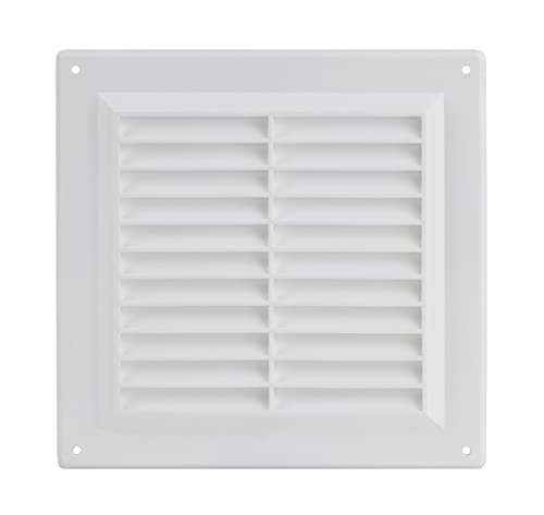 White - 150x150mm / 6x6'' - Rectangular Plastic Air Vent Grille with Anti-Insect Mesh - Fly Screen