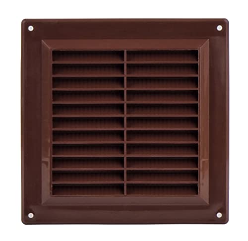 Brown - 150x150mm / 6x6'' - Rectangular Plastic Air Vent Grille with Anti-Insect Mesh - Fly Screen