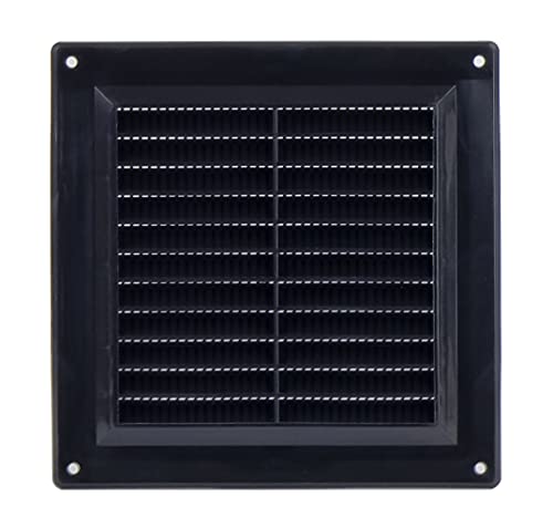 Black - 150x150mm / 6x6'' - Rectangular Plastic Air Vent Grille with Anti-Insect Mesh - Fly Screen