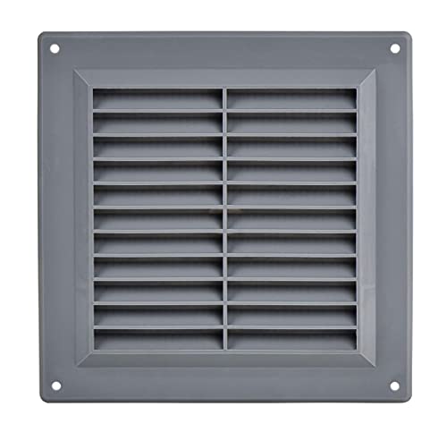 Grey - 150x150mm / 6x6'' - Rectangular Plastic Air Vent Grille with Anti-Insect Mesh - Fly Screen