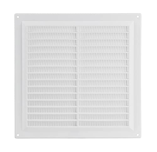 White - 250x250mm / 9x9'' - Rectangular Plastic Air Vent Grille with Anti-Insect Mesh - Fly Screen