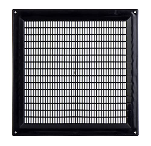 Black - 250x250mm / 9x9'' - Rectangular Plastic Air Vent Grille with Anti-Insect Mesh - Fly Screen