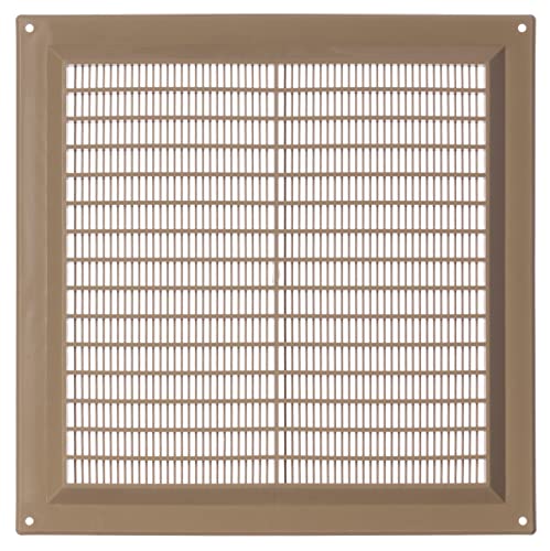 Beige - 250x250mm / 9x9'' - Rectangular Plastic Air Vent Grille with Anti-Insect Mesh - Fly Screen