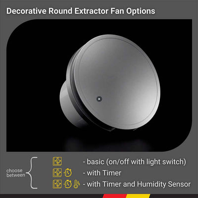 An inconspicuous house Ø 150 mm Decorative&nbsp;Round Extractor Fan with front panel will blend into your design. 
