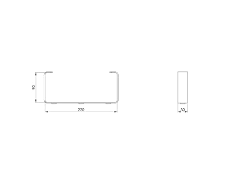 90x220mm - - Rectangular Flat Channel Clips - Ducting Clamp Holder - Plastic Bracket/Pack of x2 Clips