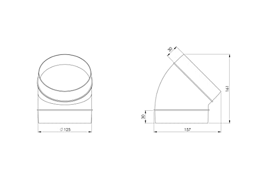 - - Steinberg14 White Diameter 125 mm 45° Elbow PVC Connector for Ventilation Pipe Connector Round Pipe