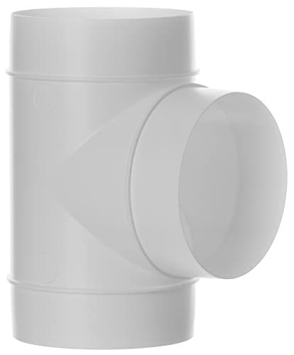 T-piece - Ø 100mm / 4" - White Ø 100mm / 4inch Equal T-Piece PVC Connector for Ventilation System, Round Ducting Pipe Connector