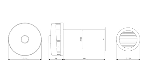 White - Ø 100mm - Plastic Wall Feed - Wall Box with Ventilation Grille and Diffuser