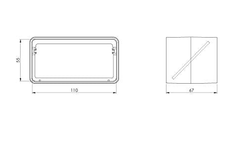 - - 110x55mm Flat Channel Connector with Backflow Flap - Rectangular Ducting - Backdraught Shutter