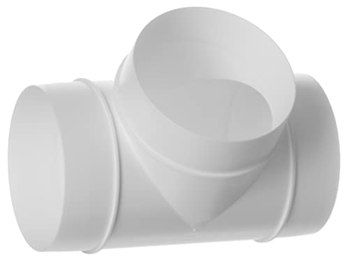 T-piece - Ø 100mm / 4" - White Ø 100mm / 4inch Equal T-Piece PVC Connector for Ventilation System, Round Ducting Pipe Connector