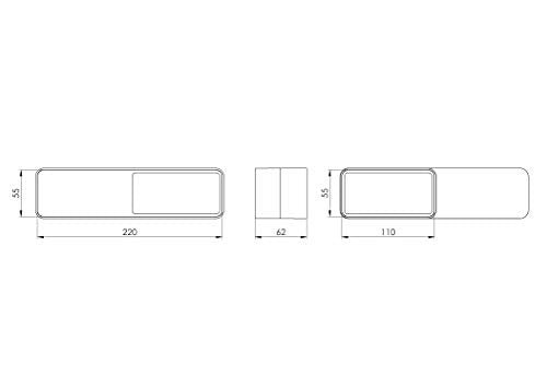 - - 220x55mm - 110x55mm Reducer for Flat Channel - Rectangular Ducting - Connector Adapter