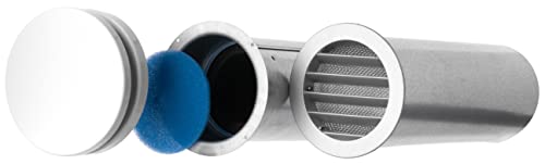 White - Ø 100 mm (4") - Wall Metal Ventilation Kit with Sound Insulation, Supply Air Valve and Vent Grille