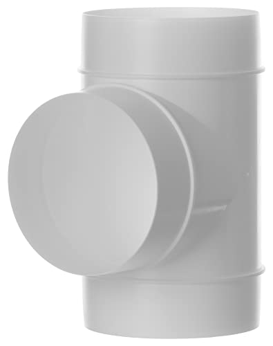 T-piece - Ø 100mm / 4" - White Ø 100mm / 4inch Equal T-Piece PVC Connector for Ventilation System, Round Ducting Pipe Connector