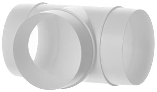 T-piece - Ø 100mm / 4" - White Ø 100mm / 4inch Equal T-Piece PVC Connector for Ventilation System, Round Ducting Pipe Connector