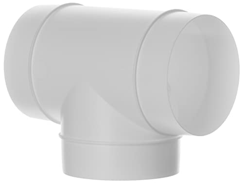 T-piece - Ø 100mm / 4" - White Ø 100mm / 4inch Equal T-Piece PVC Connector for Ventilation System, Round Ducting Pipe Connector