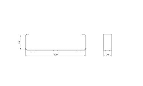 90x220mm - - Rectangular Flat Channel Clips - Ducting Clamp Holder - Plastic Bracket/Pack of x2 Clips