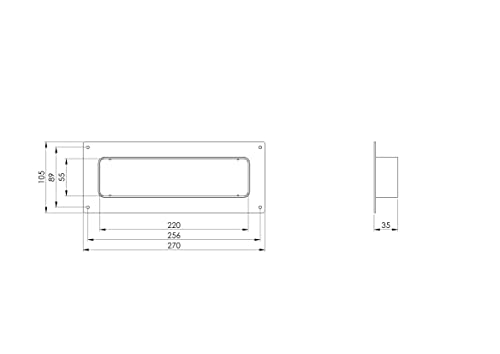 - - 220 x 55 mm Plastic Channel Connector - Wall Flange for Flat Duct - Connector with Flange