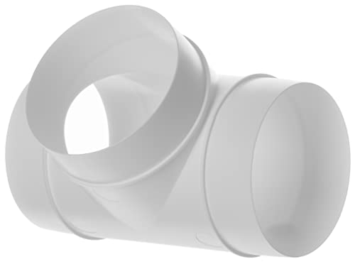 T-piece - Ø 100mm / 4" - White Ø 100mm / 4inch Equal T-Piece PVC Connector for Ventilation System, Round Ducting Pipe Connector