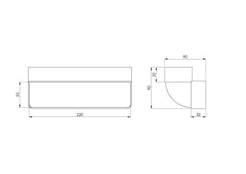 Bow - 220x55mm - PVC connector for ventilation pipe, connecting piece round pipe