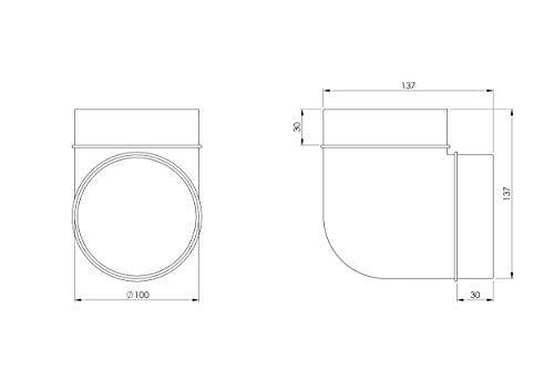 - - White Ø 100mm / 4inch 90 Degree Elbow PVC Connector for Ventilation System, Round Ducting Pipe Connector