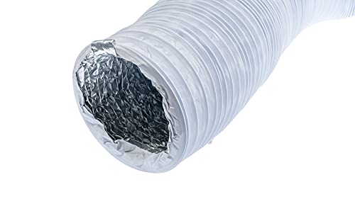 Black - Ø 8 inch / 3m - Flexible Exhaust Hose with Aluminium Insulation - Air Conditioner Hose - Flexible Pipe