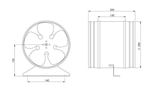 Ø 315 mm / 12.4 inch - Basic - Galvanized Steel - Axial Inline Fan - Metal Industrial Ducting Extractor Fan