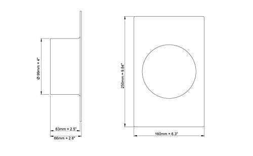 - - Ø 100mm / 4inch Round Plastic Adapter for Ventilation, Connector Flange, Wall Plate with Spigots