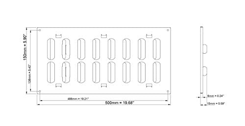 Galvanised Steel - 500x200mm / 20x8'' - Metal Adjustable Ventilation Covers - Sliding Hit and Miss Vent Grille