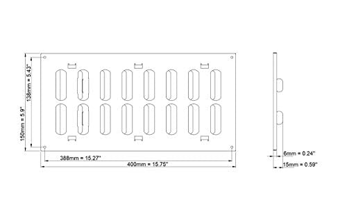 Galvanised Steel - 500x200mm / 20x8'' - Metal Adjustable Ventilation Covers - Sliding Hit and Miss Vent Grille