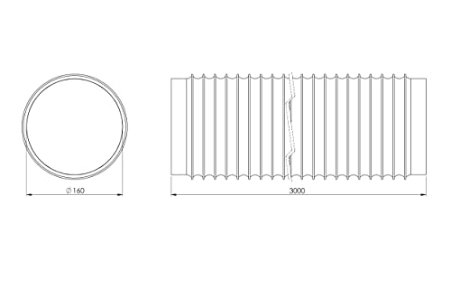 Black - Ø 8 inch / 3m - Flexible Exhaust Hose with Aluminium Insulation - Air Conditioner Hose - Flexible Pipe