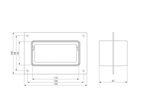 - - 110x55mm | 4x2 inch Rectangular Ducting Connector with Flange - Flat Channel Joint