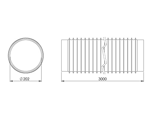 Black - Ø 8 inch / 3m - Flexible Exhaust Hose with Aluminium Insulation - Air Conditioner Hose - Flexible Pipe