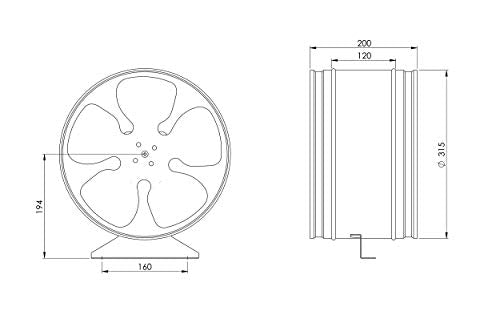 Ø 315 mm / 12.4 inch - Basic - Galvanized Steel - Axial Inline Fan - Metal Industrial Ducting Extractor Fan