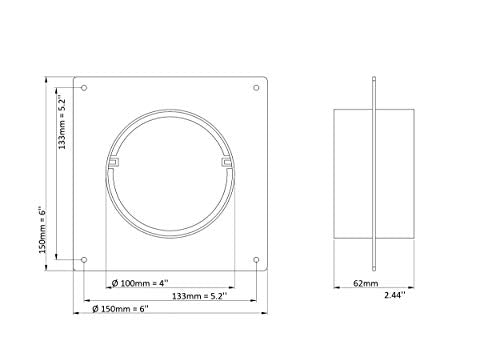 - - Ø 100mm / 4" Round Wall Flange, PVC Connector for Ventilation Pipe