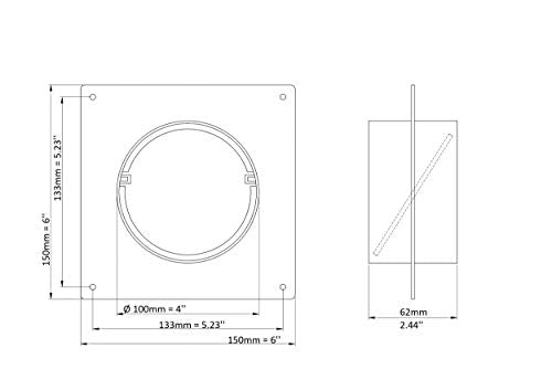 - - Ø 100mm / 4" Round Wall Flange with Backflow Valve, PVC Connector for Ventilation Pipe