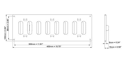 Galvanised Steel - 500x200mm / 20x8'' - Metal Adjustable Ventilation Covers - Sliding Hit and Miss Vent Grille