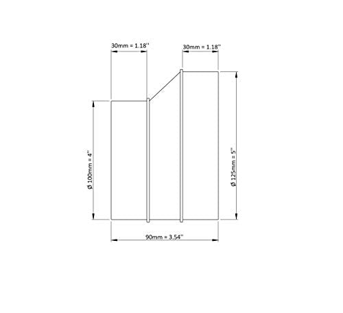 - - 125 to 100 mm / 5 to 4 inch Pipe Reducer Adapter for Ventilation Pipe, Pipe Fan