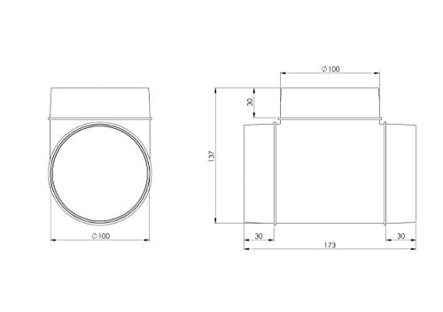 T-piece - Ø 100mm / 4" - White Ø 100mm / 4inch Equal T-Piece PVC Connector for Ventilation System, Round Ducting Pipe Connector