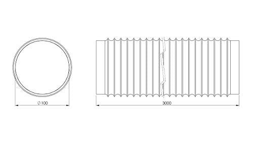 Black - Ø 8 inch / 3m - Flexible Exhaust Hose with Aluminium Insulation - Air Conditioner Hose - Flexible Pipe